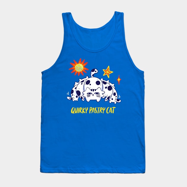 Quirky Pastry Cat Tank Top by Iniistudio